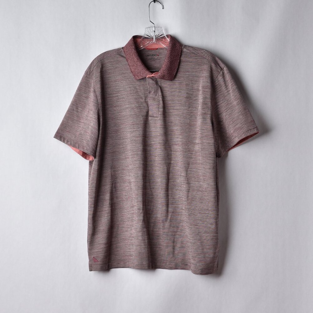 UNTUCKit Mens Large Hannifer Heather Pink Short Sleeve Polo Shirt